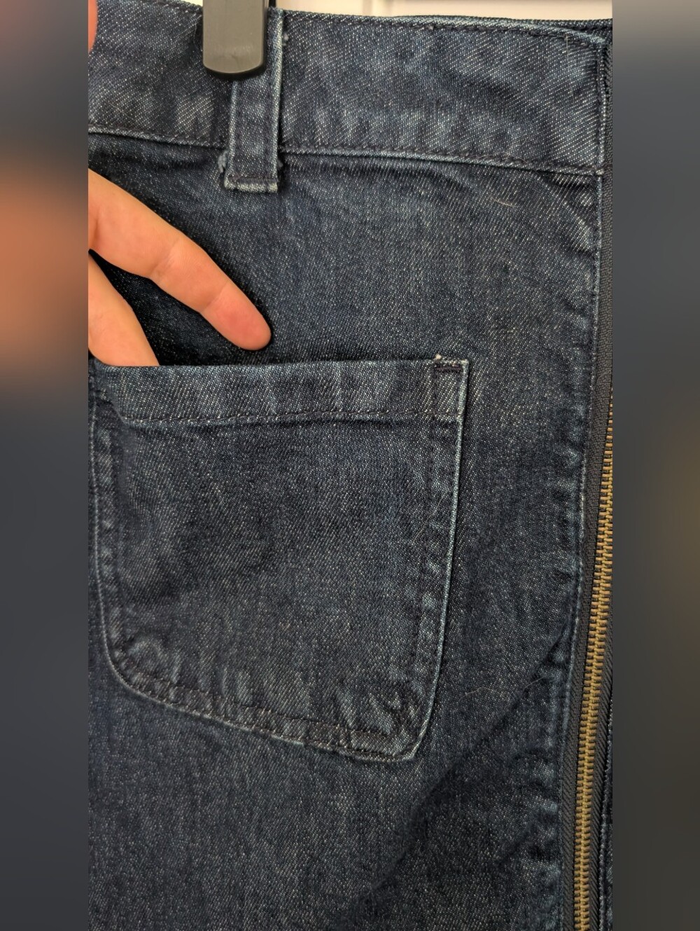 Dark Wash Denim Front-Zip Mini Skirt - 4 - Picture 4 of 8